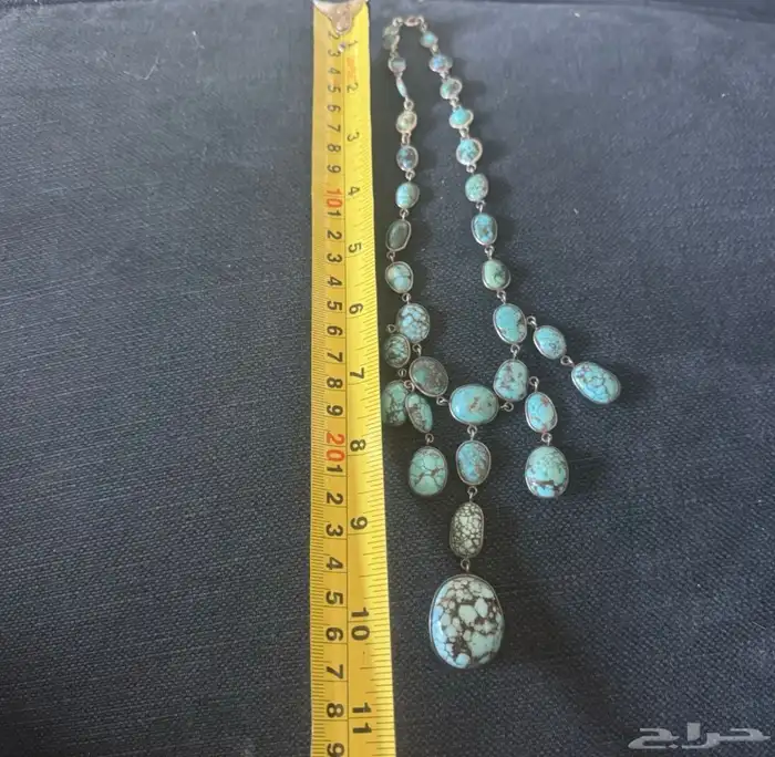 قلادة عقد فضة بمجموعة كبيرة من حجر الفيروز التركواز أنتيك 14