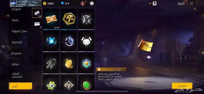 حساب فري فاير 21