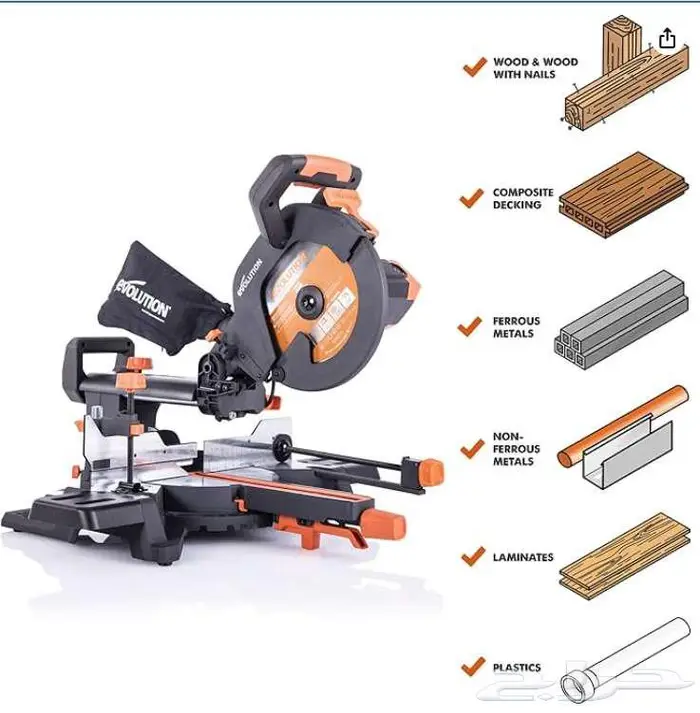 Evolution Power Tools R255SMS  منشار زاويه 0