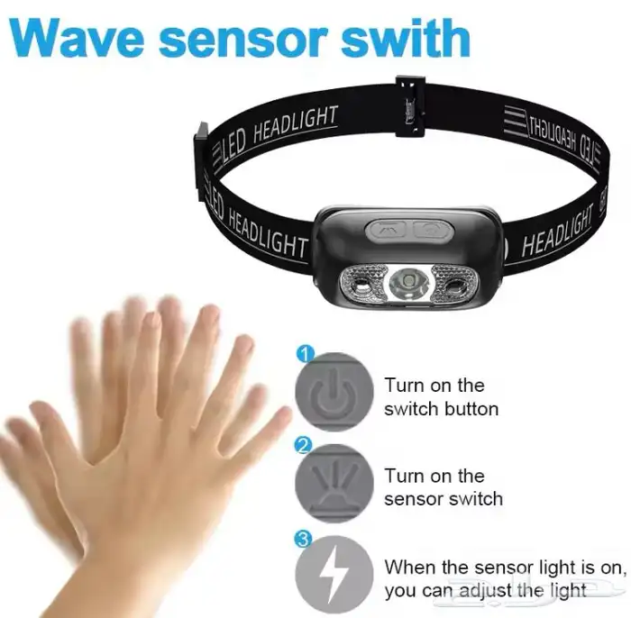 كشاف على الراس يعمل بالاستشعار بالحركه 4