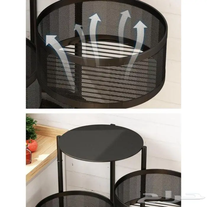 رف تخزين بعربات دوارة قائمة متعددة الطبقات للخضروات 1