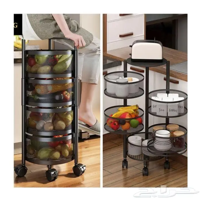 رف تخزين بعربات دوارة قائمة متعددة الطبقات للخضروات 3