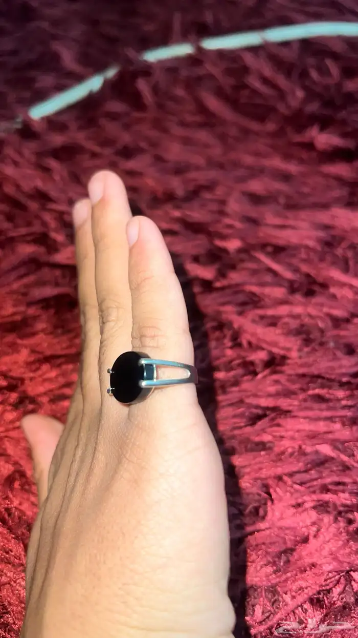 خاتم ملكي اسود فضه عيار 925 3