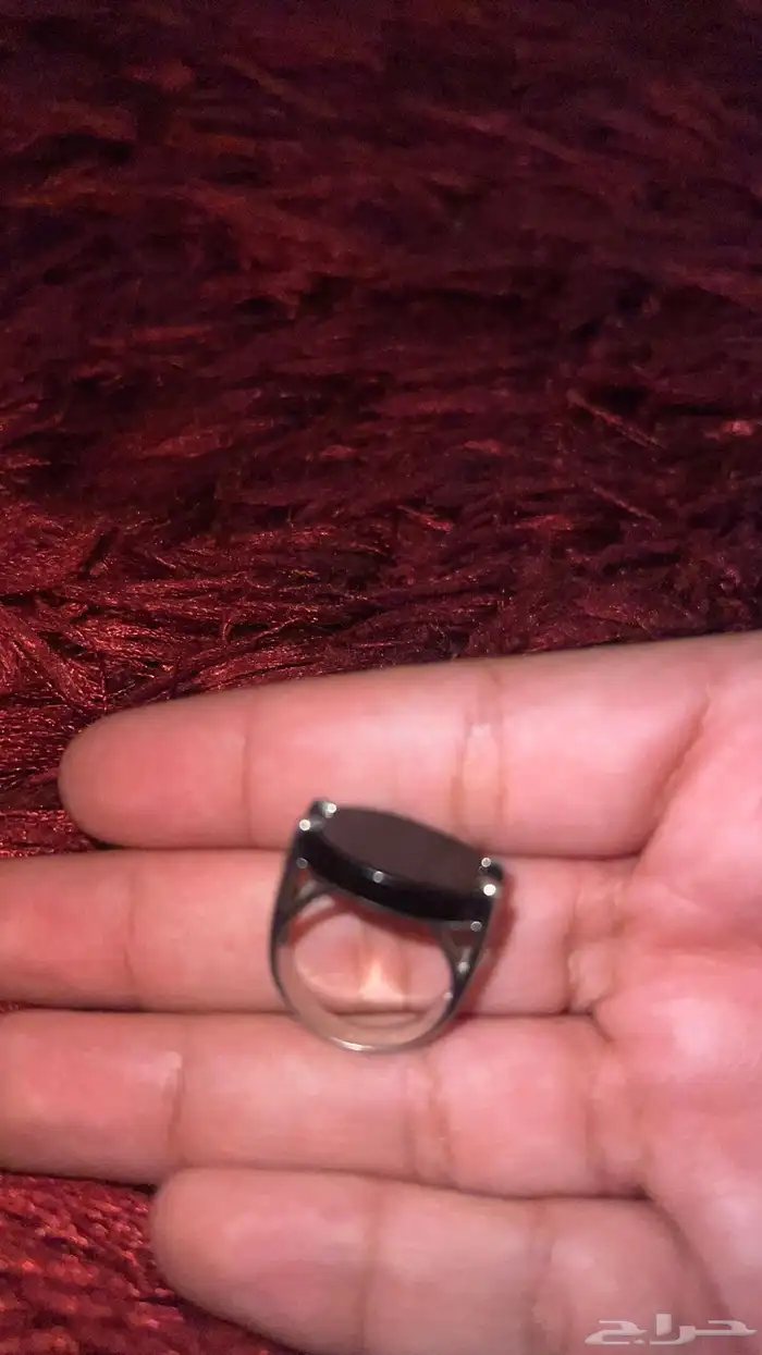 خاتم ملكي اسود فضه عيار 925 0