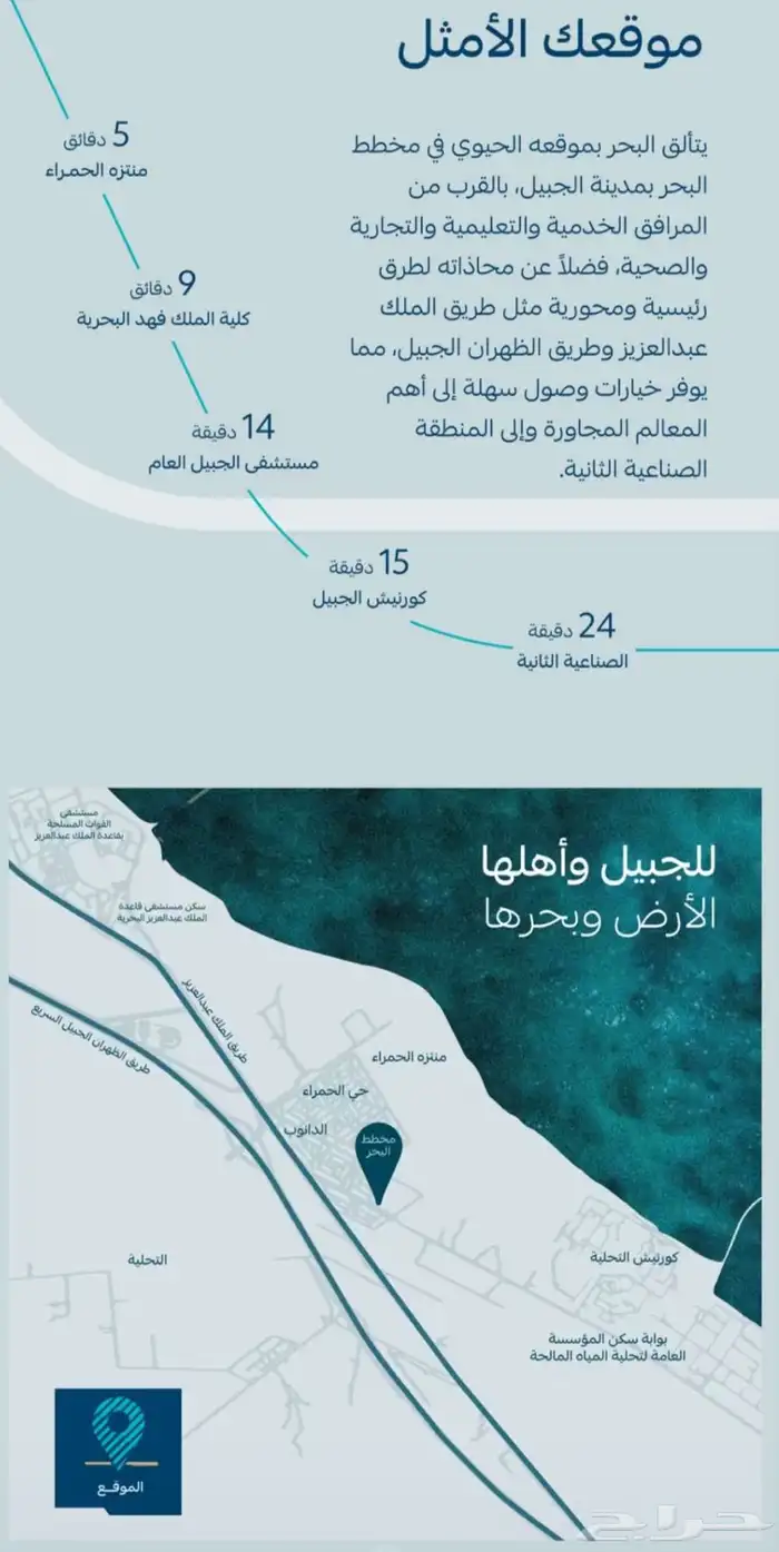 اراضي للبيع في الجبيل مخطط البحر بالقرب من الحمراء 3