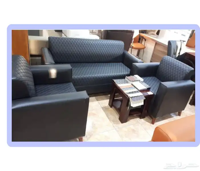 New office sofas جديد طقم كنب جلد مكتبي 5 اشخاص و 7 آشخاص 0