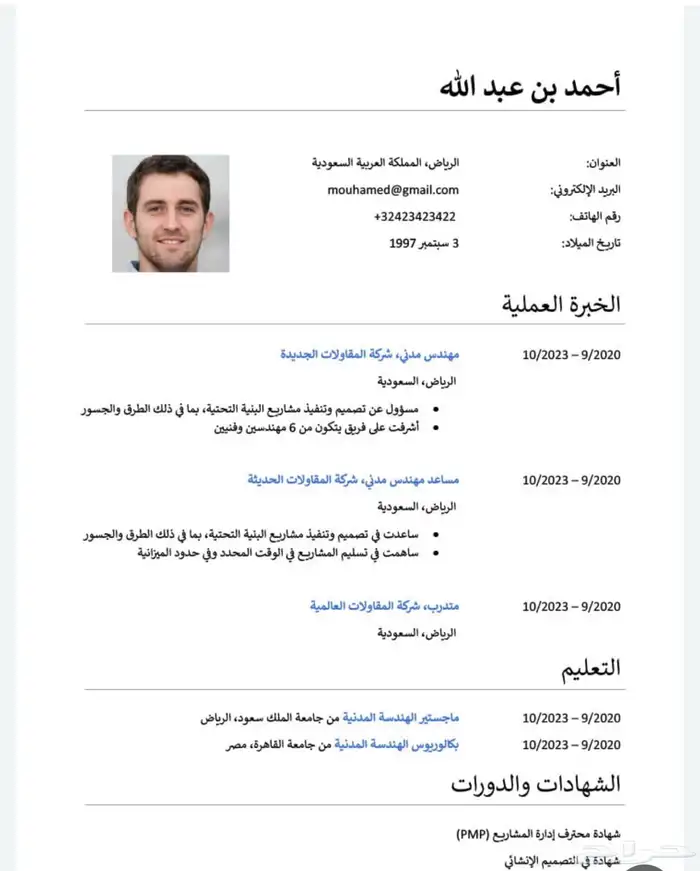 سيرة ذاتيه عربي محترفه 0
