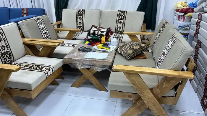 طقم جلسات خارجيه 7 اشخاص خشب 7
