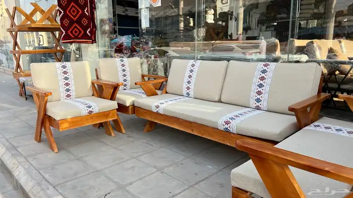 طقم جلسات خارجيه 7 اشخاص خشب 0