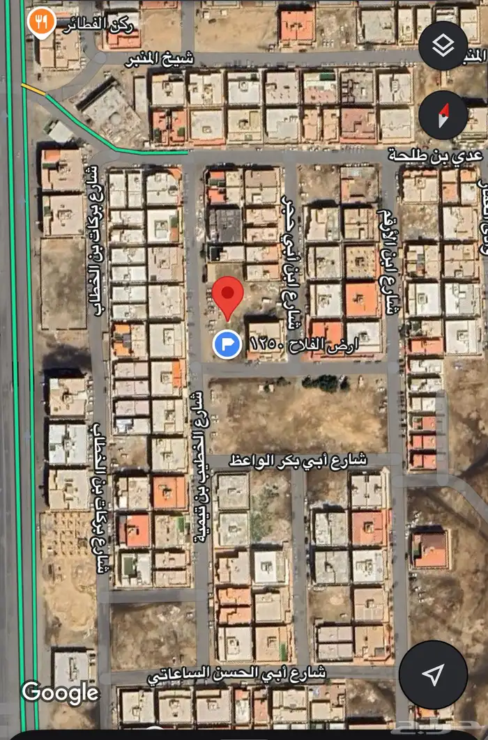 ارض للايجار شارعين مساحة 1250 0