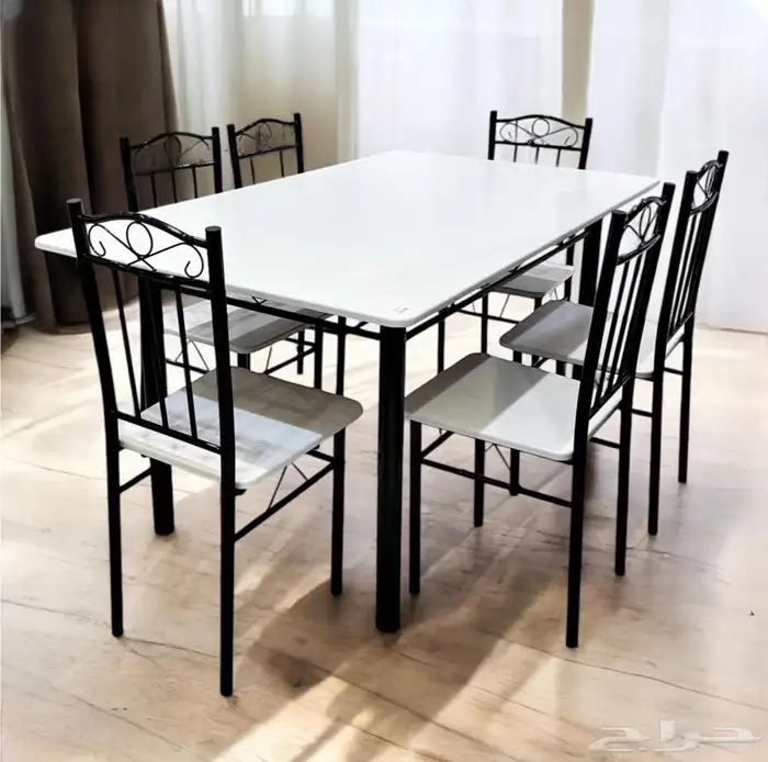 طاولة طعام 6 كراسي حديد 0