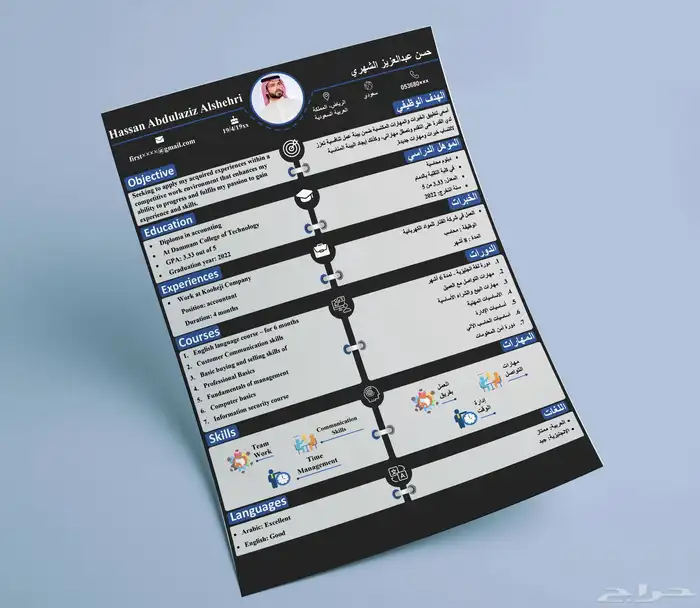 سيرة ذاتية باللغتين ب30 ريال للتوظيف 9