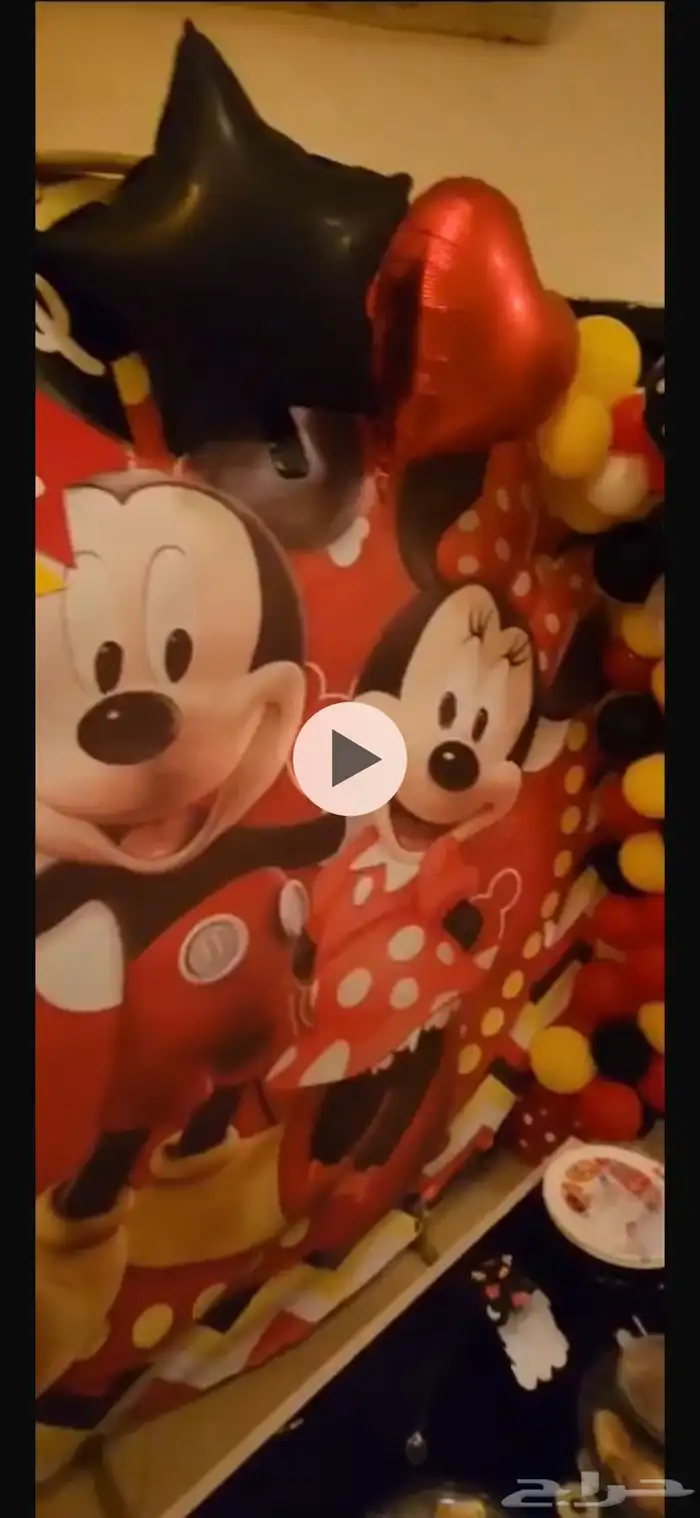 ثيم ميكي وميني ماوس خلفية عيد ميلاد دائرية 2 متر 1