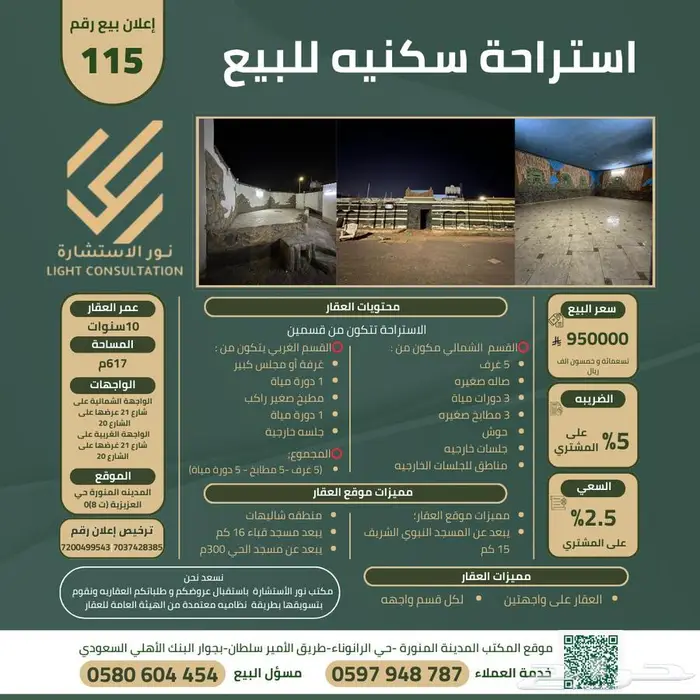 استراحة سكنيه للبيع على واجهتين العزيزية ت 8 0