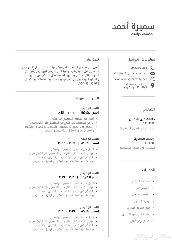 سيرة ذاتية احترافية CV 5