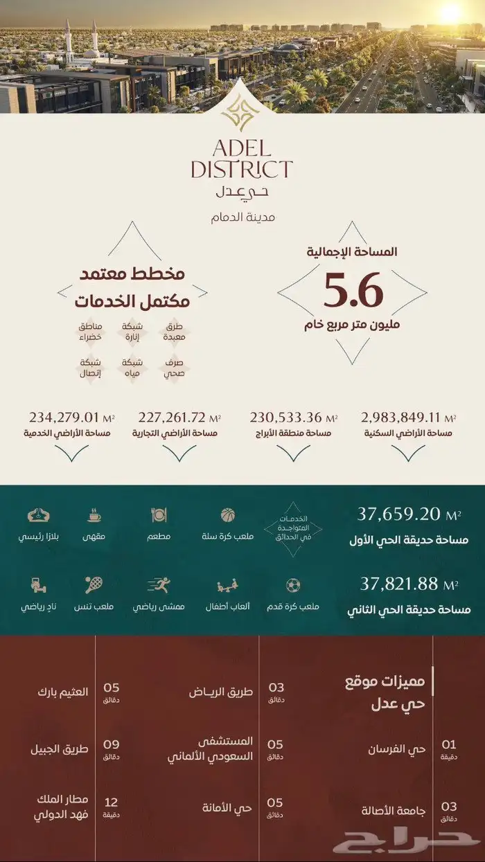 للبيع اراضي في حي عدل جوهرة المطار 2