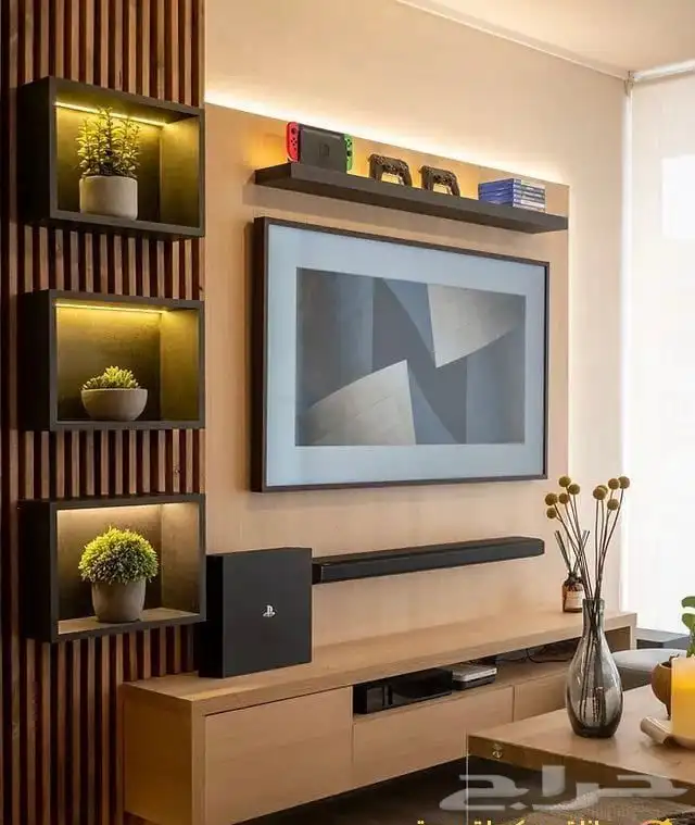 ديكورات غرف نوم  ديكورات منازل  ديكور شاشة  خشب  بديل الرخام 6