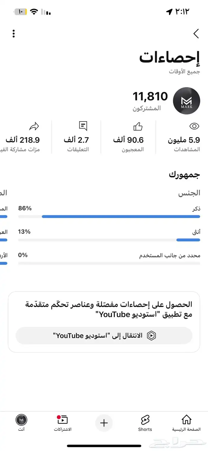 قنات يتيوب 11800 متابع 1