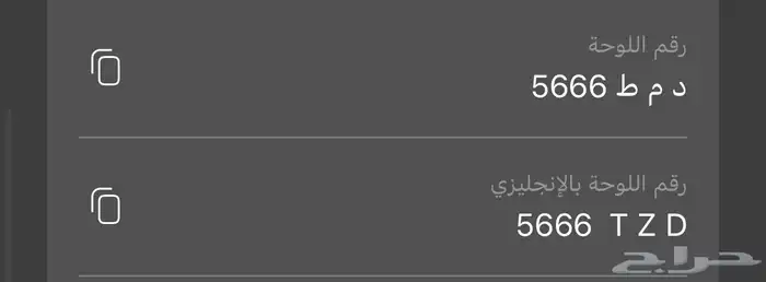 لوحة سيارة مميزة 1