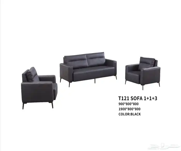 office sofa sets china طقم كنب مكتبي جلد صيني لون رصاصي 7
