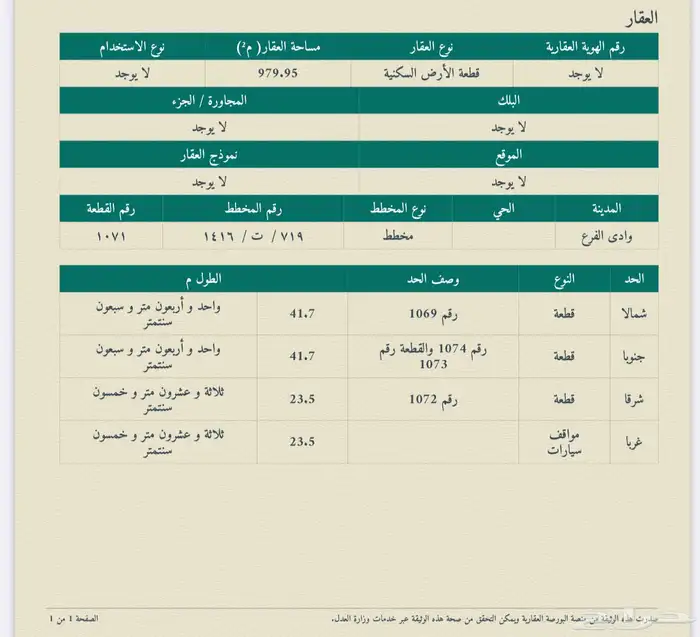 المدينه   وادي الفرع مخطط ملح رقم (1( 0
