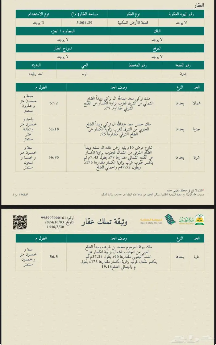 أرض للبيع مساحة 12800م في أحد رفيده حي الربه وسط الخدمات 4