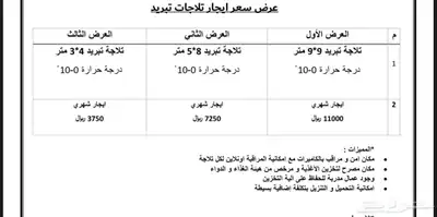 عرض سعر ايجار ثلاجات تبريد 0