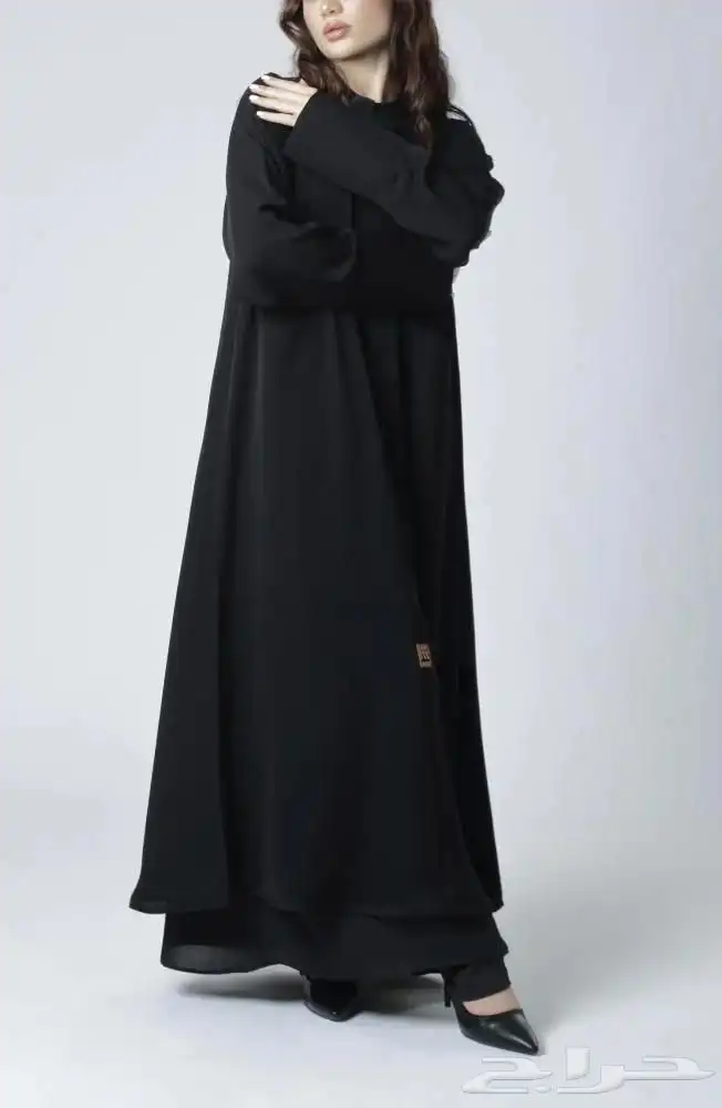 عبايه كلوش سوداء بسحاب وجيوب 4