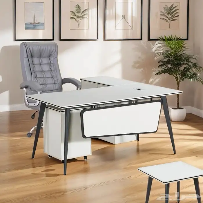 office desks and chairs مكاتب طقم مدير و مكتب مودرن ابيض 13