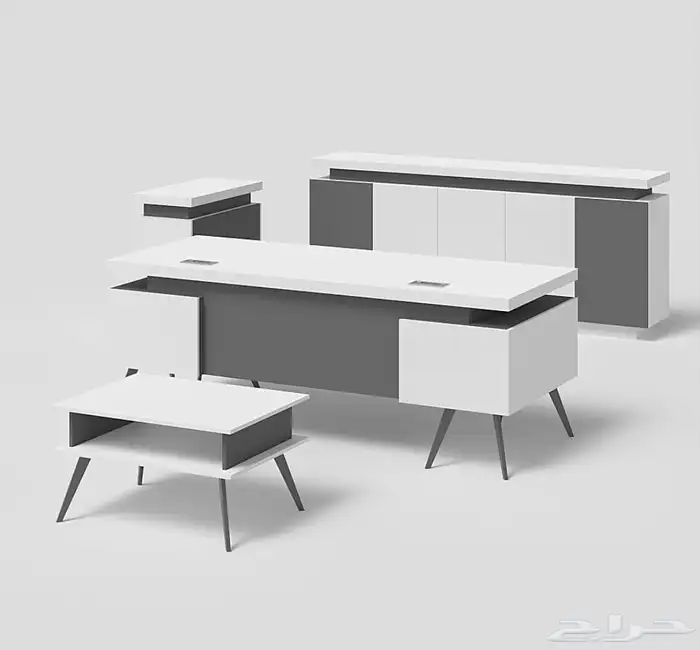 office desks and chairs مكاتب طقم مدير و مكتب مودرن ابيض 2