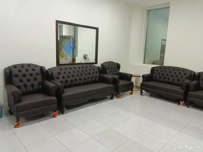 كنب مكتبي جديدة طقم كنبات وطني جلد فخم متوفر كل آلوان 11