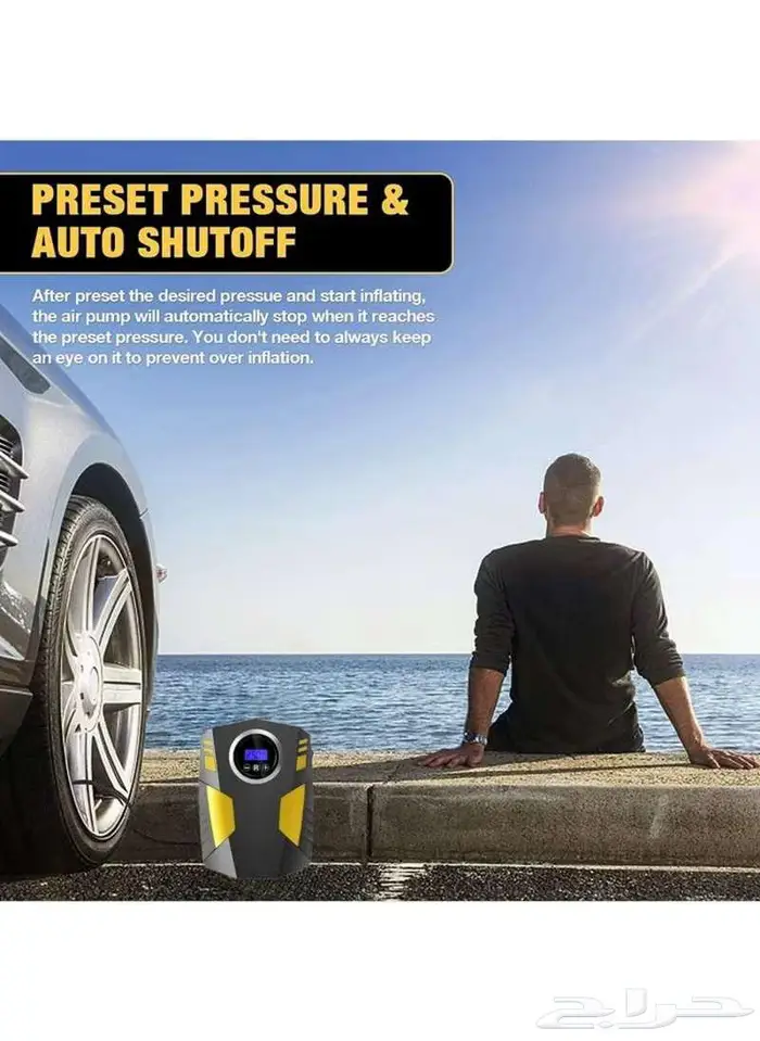 منفاخ إطارات السيارة الرقمي مع توقف تلقائي وإضاءة LED 11