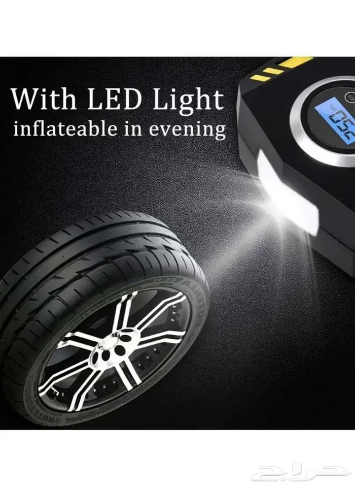 منفاخ إطارات السيارة الرقمي مع توقف تلقائي وإضاءة LED 2