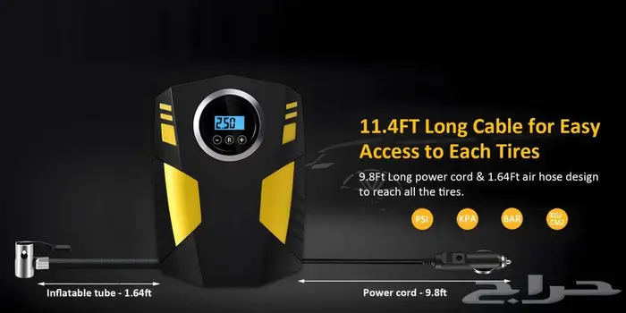 منفاخ إطارات السيارة الرقمي مع توقف تلقائي وإضاءة LED 9