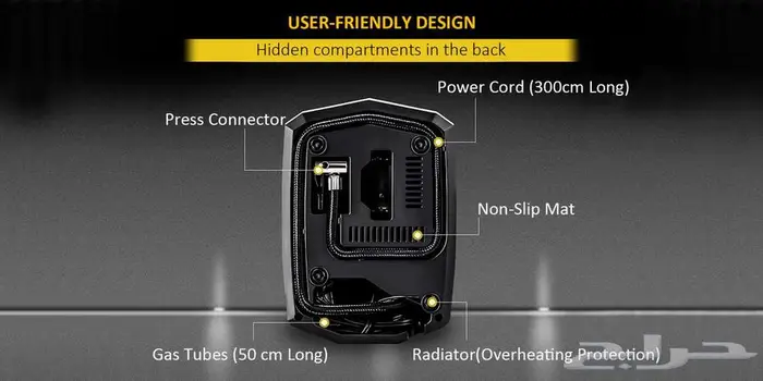 منفاخ إطارات السيارة الرقمي مع توقف تلقائي وإضاءة LED 6