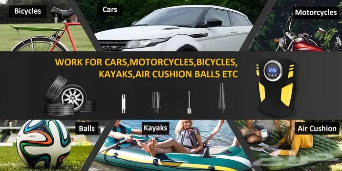 منفاخ إطارات السيارة الرقمي مع توقف تلقائي وإضاءة LED 7