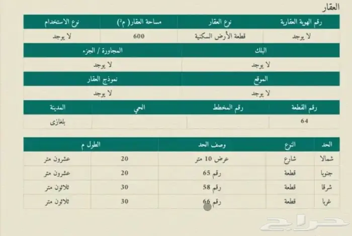 عرض سكنية في العيدابي مساحة 600 م بصك إلكتروني 0