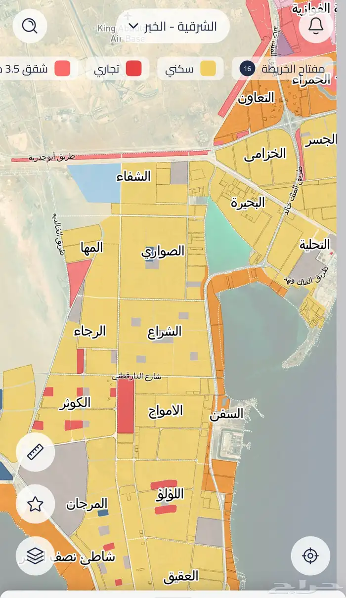 للبيع اراضي بمخطط ايوان 115 2 حي اللؤلؤ بعزيزية الخبر 0