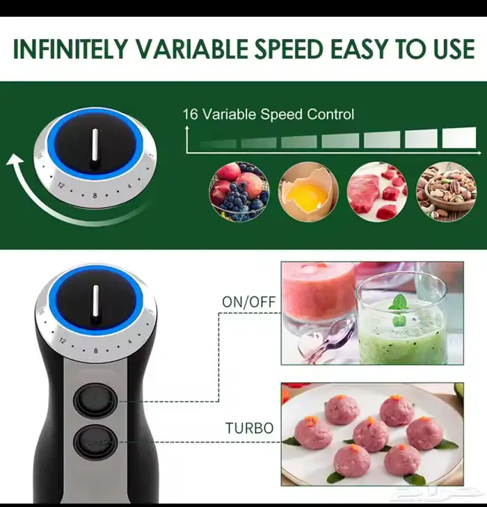 Wancle 5-In-1 خلاط غمر يدوي كهربائي 1000 واط عصا من الفولاذ 2