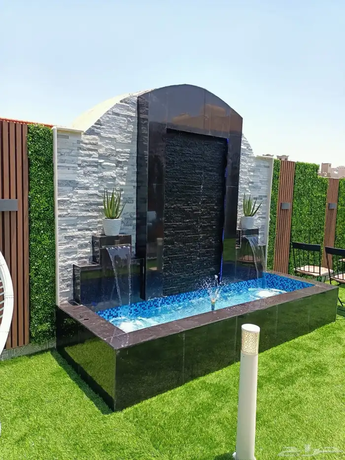 تنسيق حدائق شلالات نوافير بحص ديكوري 0