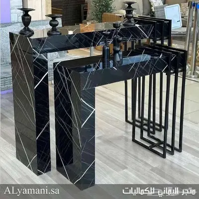 طقم طاولة استقبال بديل الرخام بتصميم مودرن فاخر 0