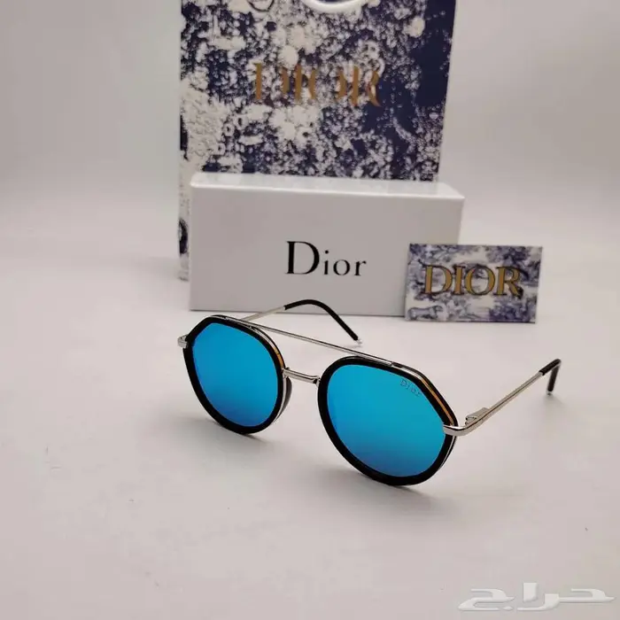 لمسة عصرية رجالية نظارات Di or نظارة ماركة ذات عدسات زرقاء 0