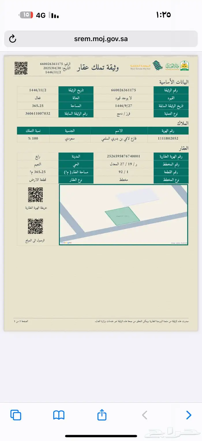 ارض للبيع مخطط النعيم 3