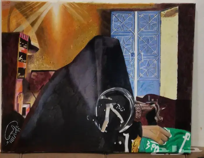 لوحات فنية رسم يد الرسام علي المحيسن زيتية كانفس 11