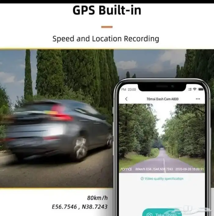 داش كام شاومي 70mai A800S 4K Ultra HD أصلية أمامية خلفية 6
