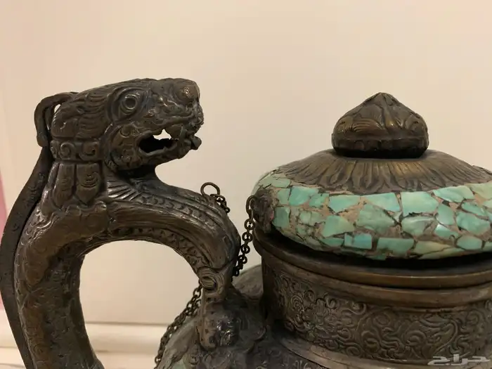 انتيك فازات برونز فيروزي اللون ابريق قديم 2