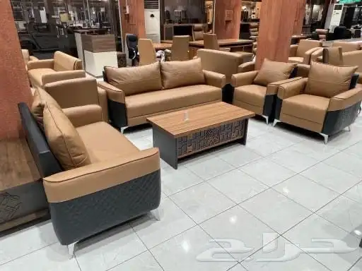 كنب مكتبي جديدة طقم كنبات وطني جلد فخم متوفر كل آلوان 1
