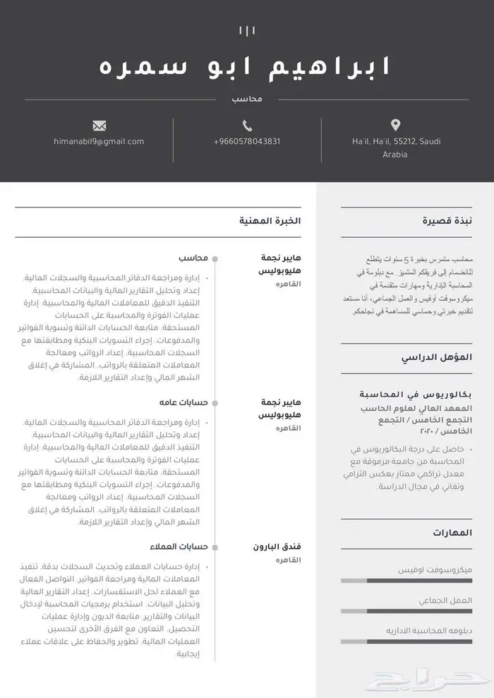 محاسب خبره 5 سنوات 0