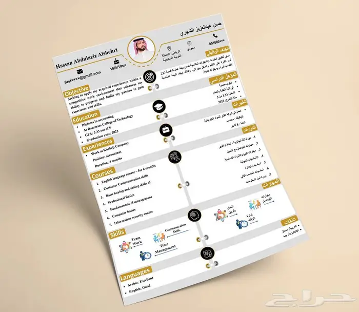 سيرة ذاتية باللغتين ب30 ريال للتوظيف 3