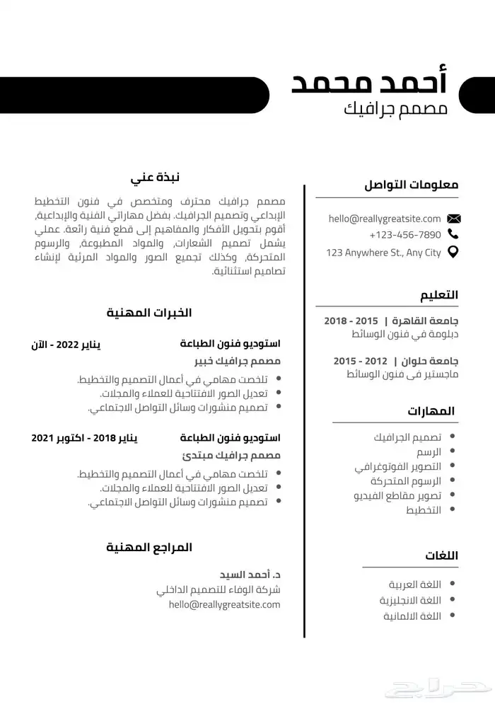 سيرة ذاتية أحترافية 1